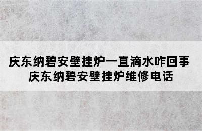 庆东纳碧安壁挂炉一直滴水咋回事 庆东纳碧安壁挂炉维修电话